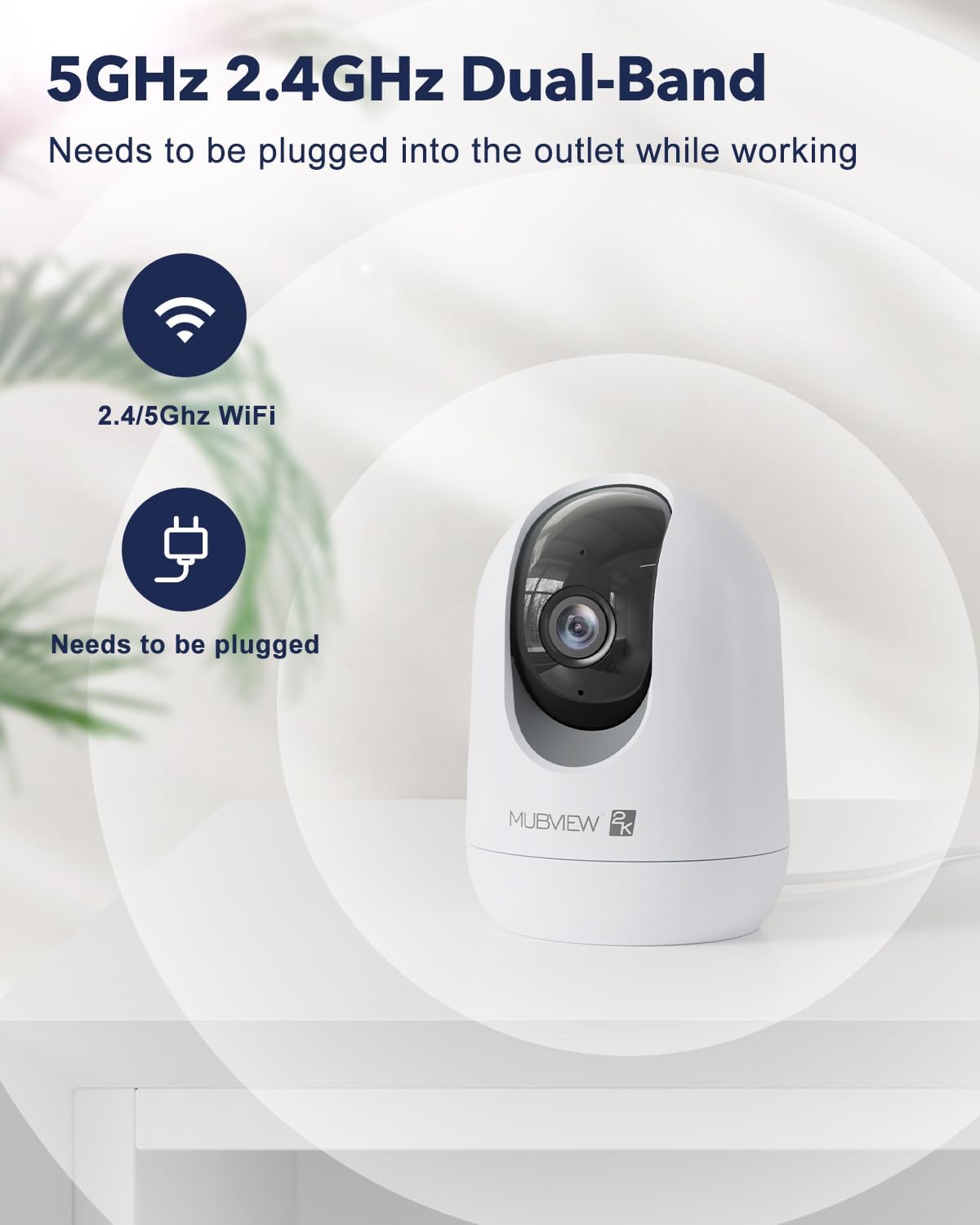 Indoor Security Camera 2K, Pet Camera with Phone App, WiFi Cameras for Home Security Camera for Dog/ Baby Monitor/Elder Pan Tilt, 5/2.4GHz, 24/7, 2-Way Talk, Human Detection, Motion Tracking, Cloud