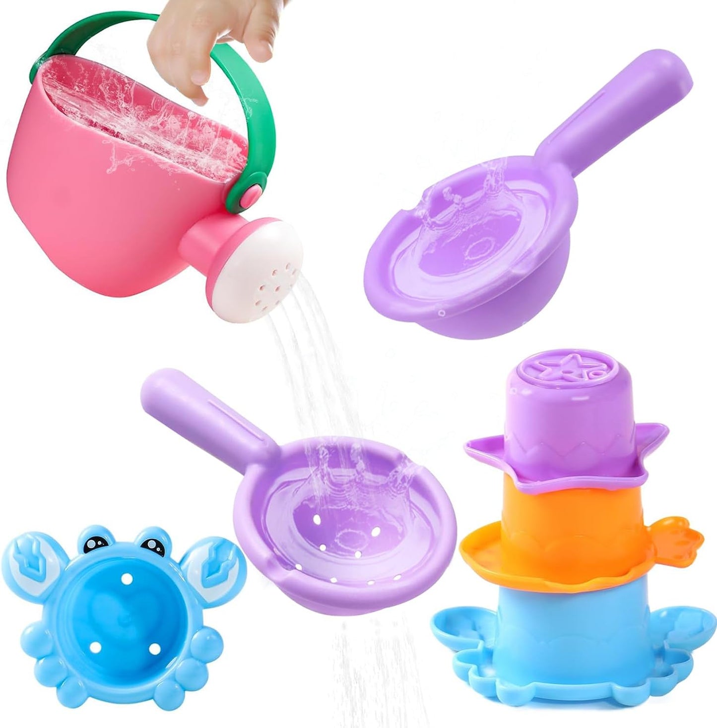 6Pcs Toddler Bath Toys for Kids Ages 1-3 Bath Toys for Babies12-18 Months Water Can Bathtub Toys for Kids Pool Toys Water Table Toys for 1 2 3 4 5 6 Years Old Girls Boys Gift