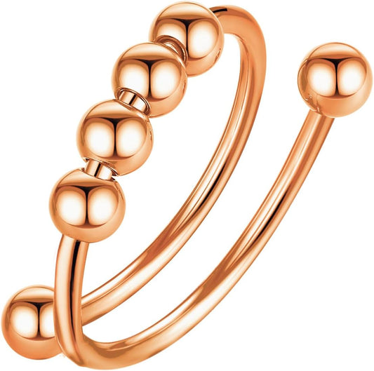 INFUSEU Funny Spinner Fidget Rings for Women Girls Anti Anxiety Stress Worry, Adjustable Size