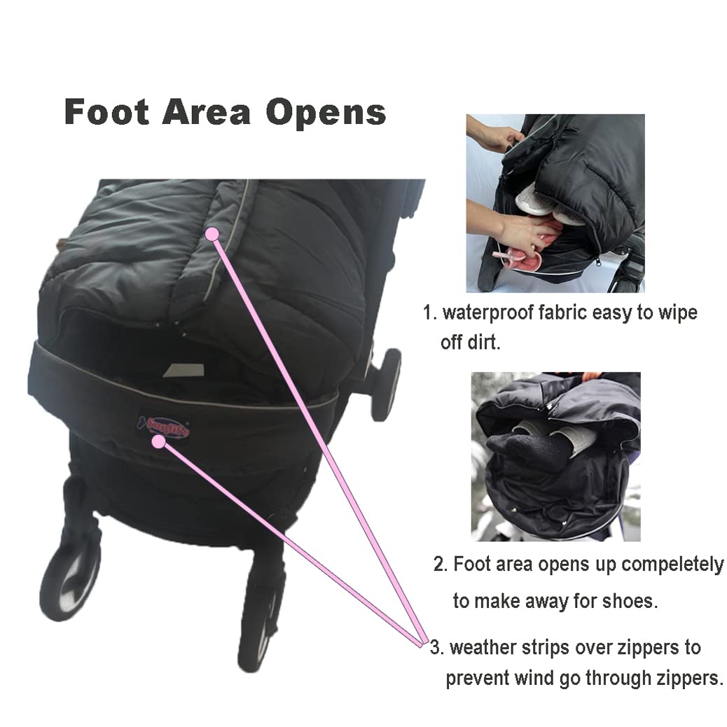 Anti-Kick Waterproof Stroller Sleeping Sack - Universal Footmuff Fits All Toddler/Sleeping Bag Cocoon Cozy Warmer for Baby Winter Stroller Cover with Unique Design