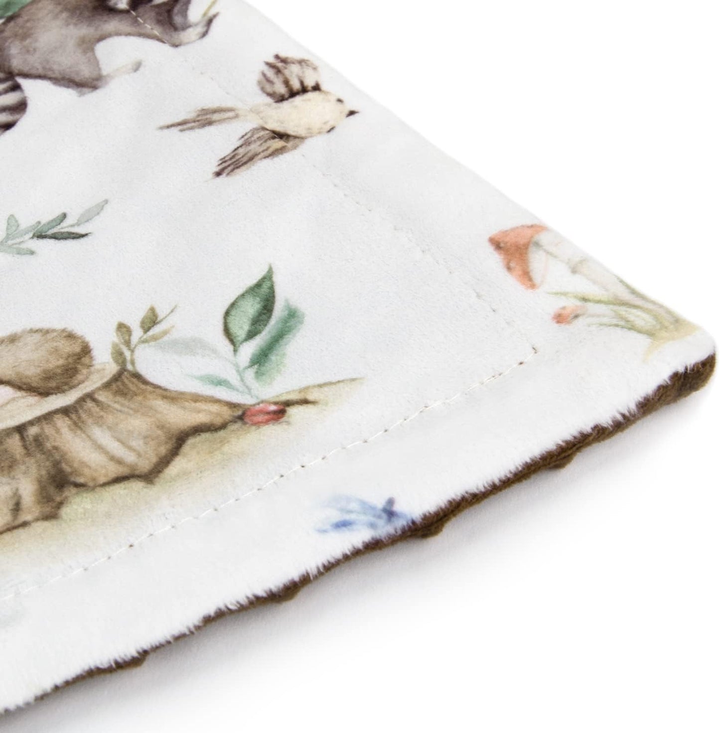 HOMRITAR Baby Blanket for Boys Girls Soft Plush Minky Blanket with Double Layer Dotted Backing for Toddler Nursery with Woodland Animals Printed 30 x 40 Inch (75 x 100 cm)