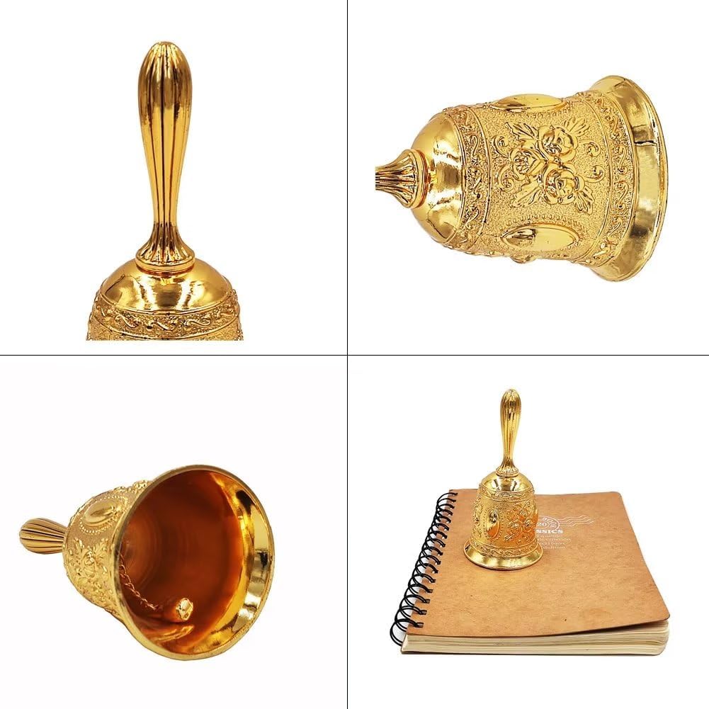 Hourwof Metal Wedding & Christmas Bells - Decorative Service Call Bell, Gold
