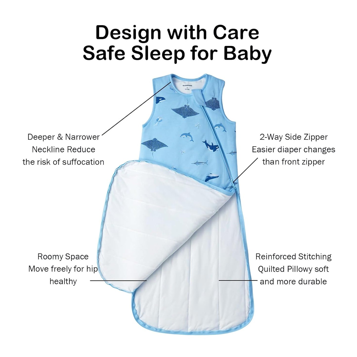 BubblePanda Rayon Made from Bamboo Sleep Sack 2t-3t 0.5 Tog Soft Lightweight Toddler Sleep Sack 24-36 Months for Babies 2-Way Zipper Wearable Blanket Baby 3t
