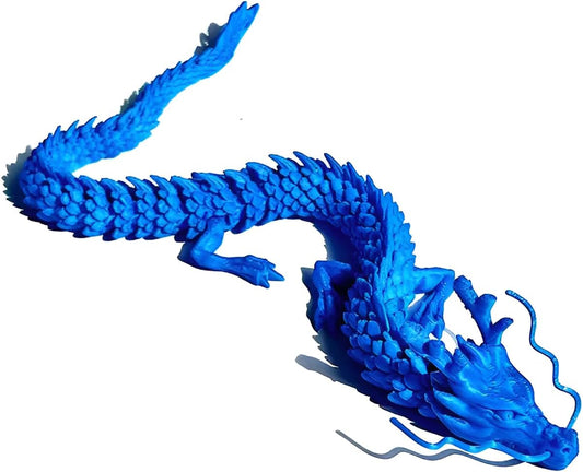 3D Printed Dragon Fidget Toy, 18in Surprise Mystery Dragon, Crystal Dragon Fidget Toy, Articulated Pye Dragon Fish/Display Cabinet/Home/Office Desktop Decor (Navy Blue)