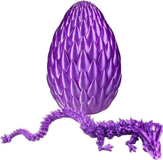 3D Printed Dragon with Dragon Egg 16.5'' Articulated Dragon Crystal Dragon Fidget Dragon Egg Toys Executive Desk Toys (Purple, Dragon & Egg)