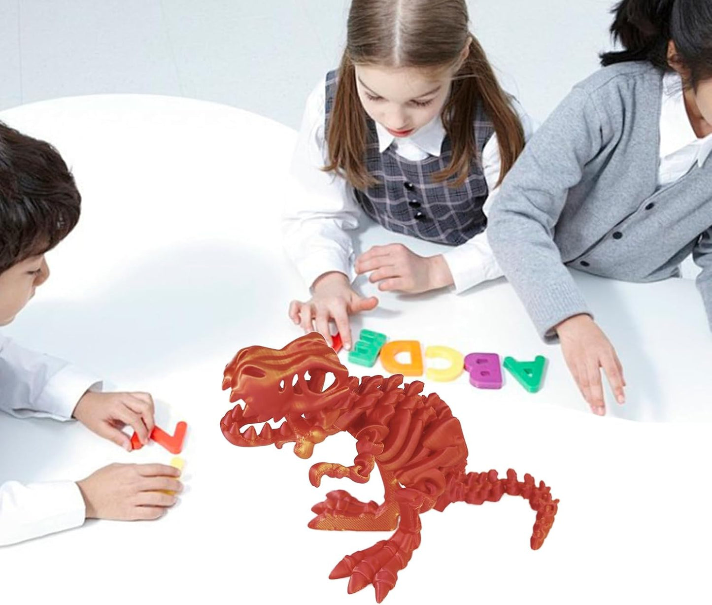 3D Printed Dinosaur Bones Tyrannosaurus Rex Skeleton with Movable Joints, 3D Model Skull T-Rex, Flexible Articulated Dinosaur Fidget Toys Adults for Autism/ADHD
