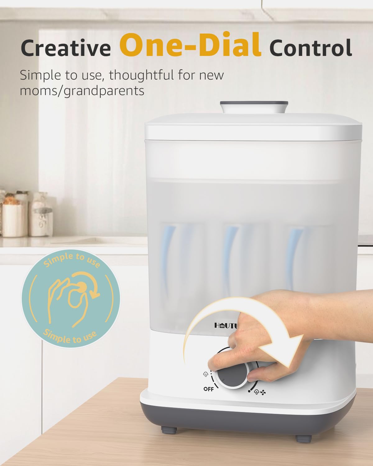 Baby Bottle Sterilizer, HAUTURE Bottle Sterilizer and Dryer, One-Dial Control Electric Steam Bottle Sanitizer for Baby Stuffs, Baby Bottles & Breast Pump Accessories