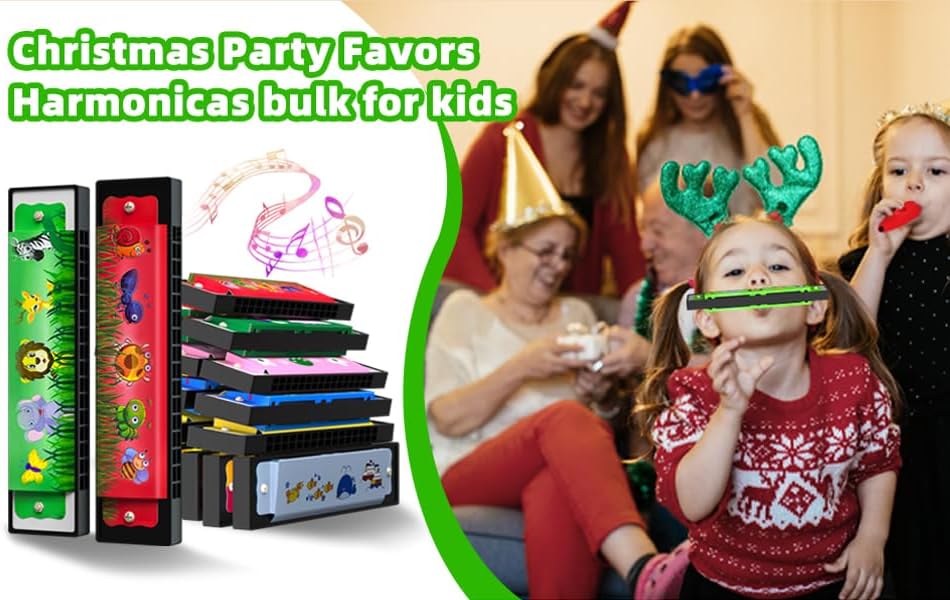 5 Pcs Harmonica for Kids Birthday Party Favor Musical Instrument, Return Gift Cartoon Double Row Harmonica Bulk Toy for Kids Party Favors Goodie Bags Stuffers & Operation Christmas Child Items