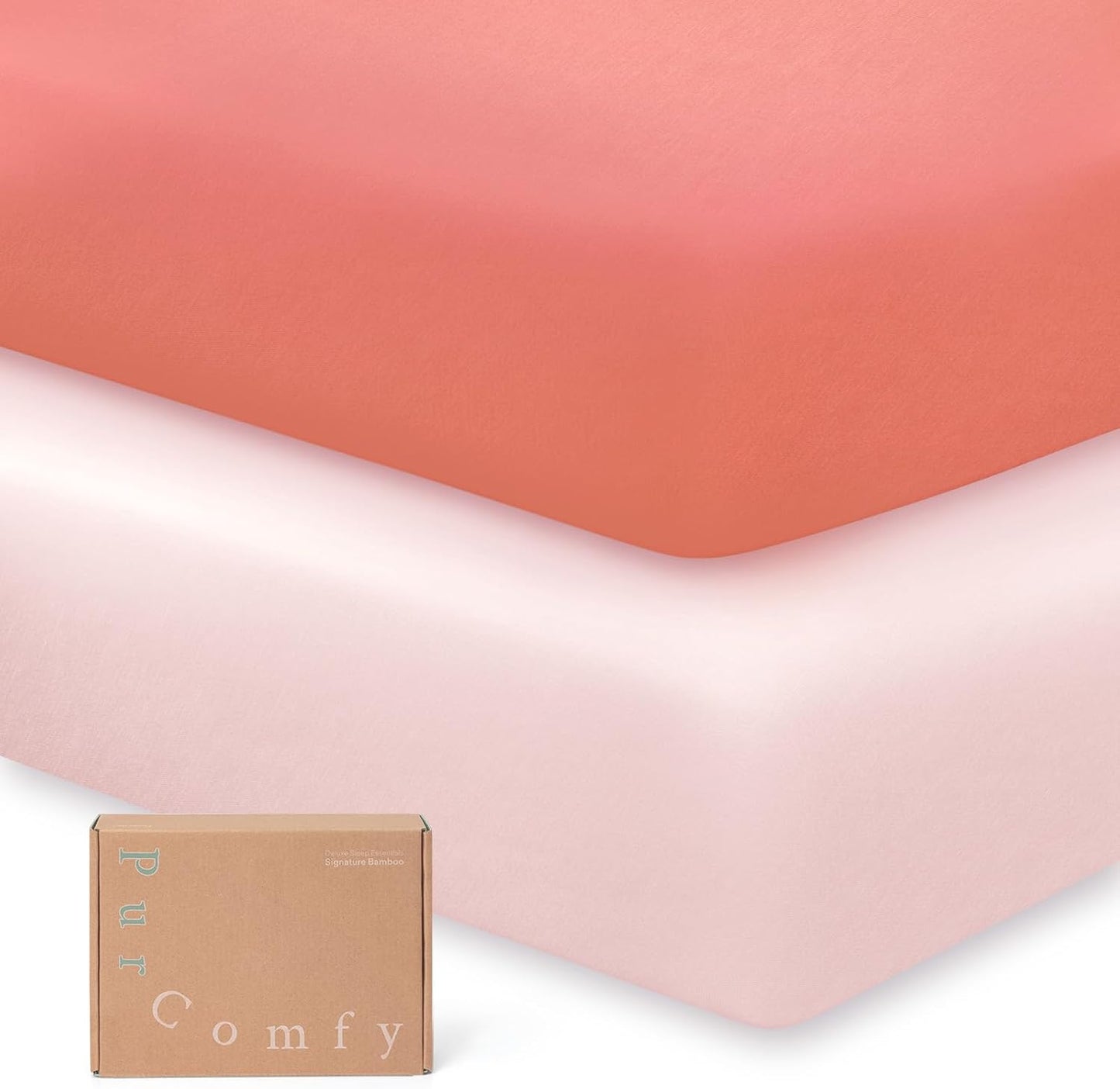 Supersoft Pack and Play Sheets Fitted, Premium Bamboo Viscose Mini Crib Sheets, Pack N Play Mattress Sheets, Graco Playard Baby Sheets Neutral for Boys Girls, 5'' Deep Pocket 2-Pack