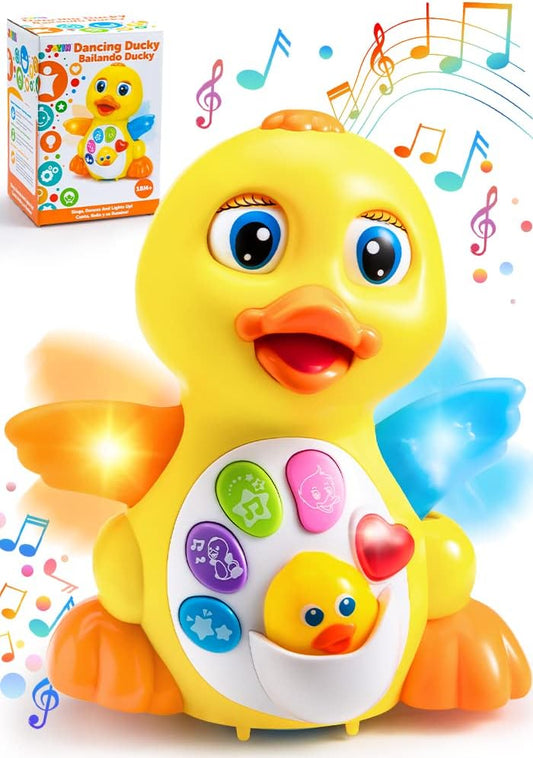 JOYIN Baby Toys Duck, Infant Dancing Crawling Musical Toys 18+ Months, Tummy Time Light Up Learning Duck with Music & Lights, Baby Easter Basket Stuffers Gifts