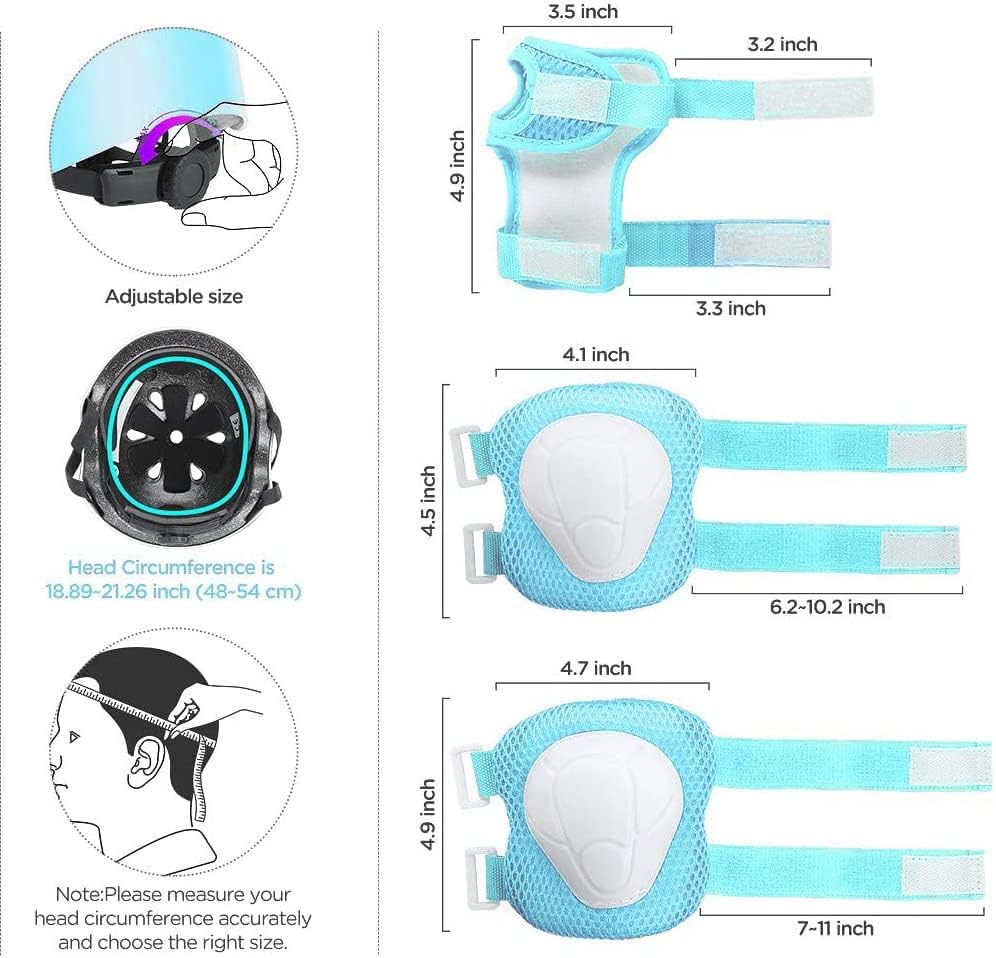 Adjustable Kids Helmet with Knee Pad, Elbow Pads & Wrist Guards - Toddler Bike Helmets for Ages 3-5, 5-8, 8-14 Years - Perfect for Skating, Biking, Cycling, and Skateboard - for Boys and Girls