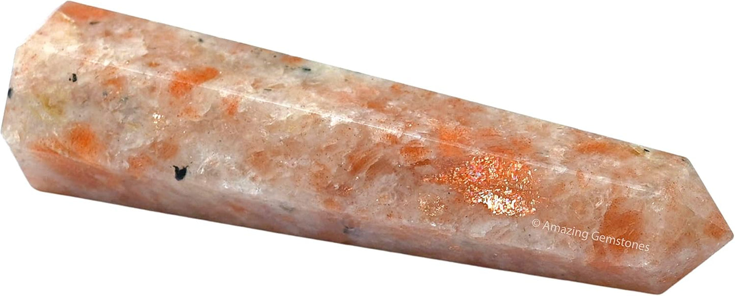 Amazing Gemstone Sunstone Crystal Towers - Natural Healing Crystal Point Obelisk for Reiki Healing and Crystal Grid (2" to 3" Inch)