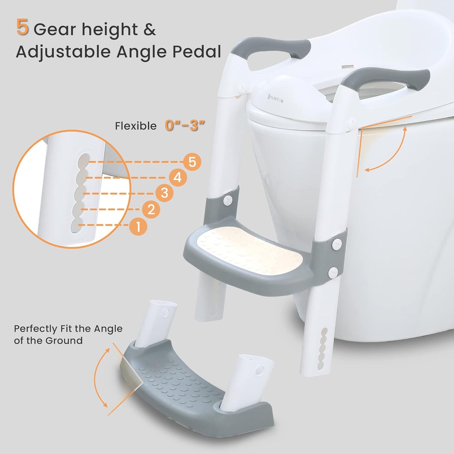 JASSONE® Potty Training Seat, Toddler Step Stool, 2 in 1 Potty Training Toilet for Kids, Baby Seat with Splash Guard and Anti-Slip Pad for Boys Girls Potty Training, Grey