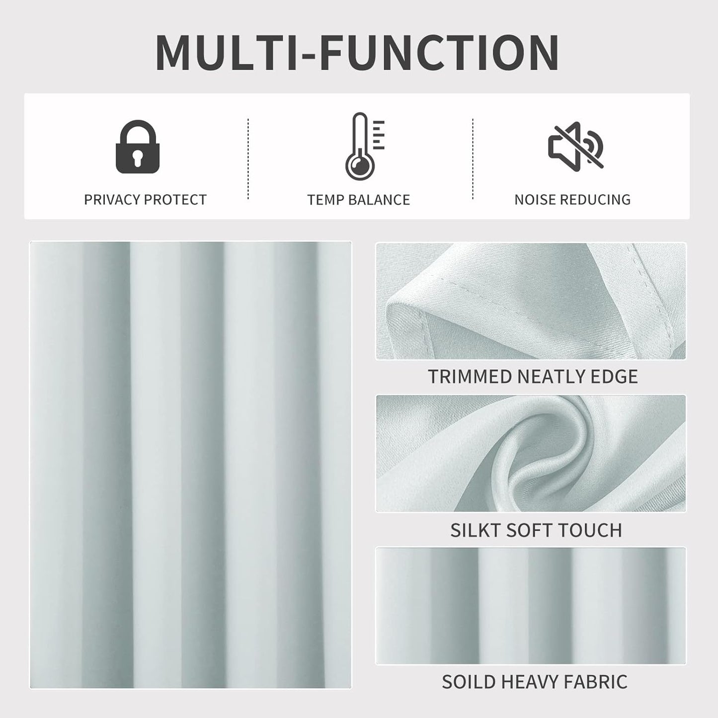 Joydeco White Curtains 72 Inches Long 2 Panels Set, Thermal Insulated Long Drapes 2 Burg, Room Darkening Grommet Curtains for Living Room Bedroom Window (W42 x L72 Inch, Greyish White)