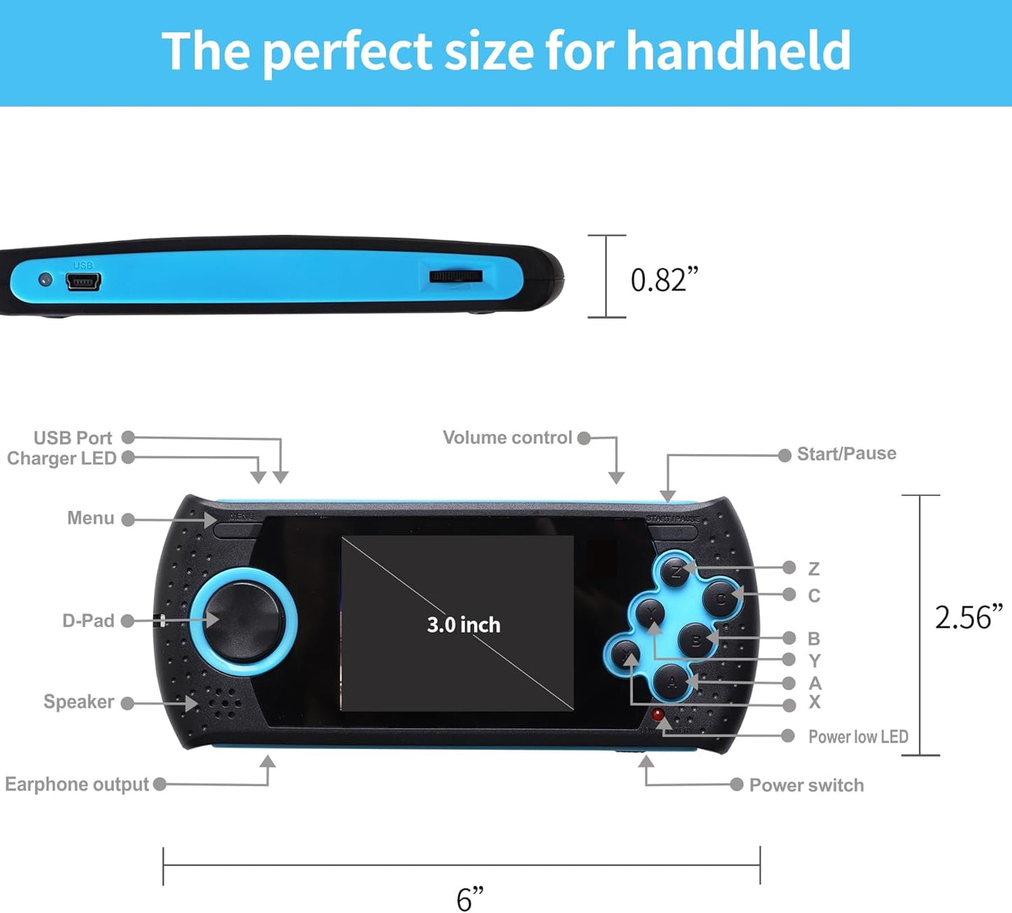 16 Bit Handheld Game for Kids Built-in 230 HD Classic Retro Video Games USB Rechargeable 3.0 Inch Childrens Travel Electronics Toys Portable Gaming Player System Gift for Boys Girls Ages 4-8-12
