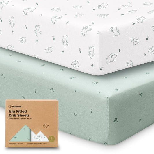 KeaBabies 2-Pack Baby Crib Sheets for Boys, Girls - 52x28 Viscose Derived from Bamboo Toddler Bed Sheets Neutral, Fitted Crib Mattress Cover for Standard Baby Bedding, Soft & Cozy (Bunnies)