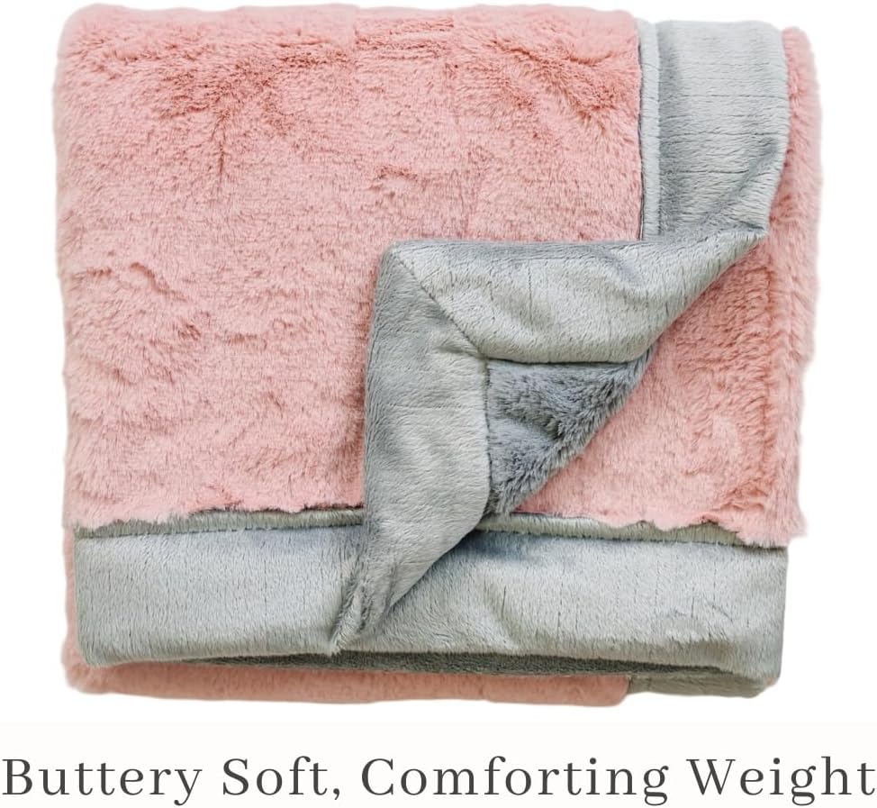 SARANONI Receiving Blankets for Babies Super Soft Boutique Quality Lush Luxury (Light Pink/Gray, Receiving 40" x 30”)