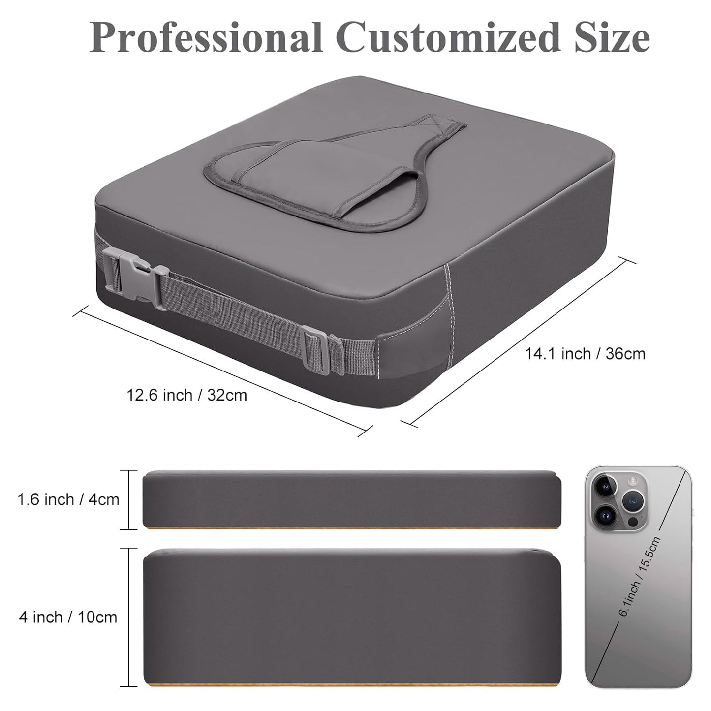 Toddler Booster Seat for Dining Table, Non-Slip Kitchen Chair Booster Seat with Backrest and Adjustable Straps, Portable PU Waterproof Travel Baby Booster Increasing Cushion