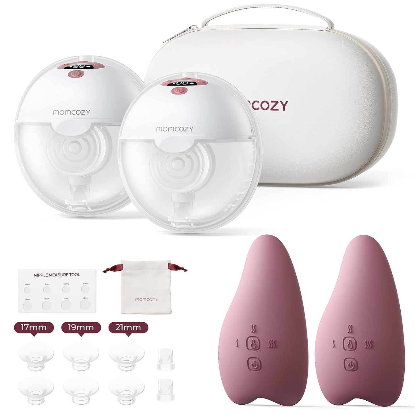 Momcozy M5 Breast Pump & A1 Lactation Massager Combo -Wearable Breast Pump with Double-Sealed Flange (3 Modes/9 Levels) + 2-in-1 Lactation Massager (Heat & Vibration) for Clogged Ducts & Milk Flow