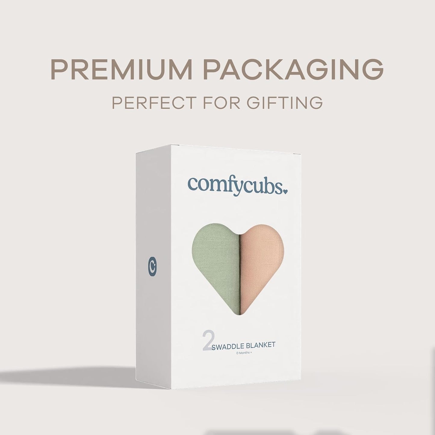 Comfy Cubs Muslin Swaddle Blankets Pack of 2 - 47 x 47 Inch Soft Cotton Baby Blanket Set, Large Multipurpose Wraps for Newborns - Self-Soothing Swaddles for Newborns - Sage & Blush