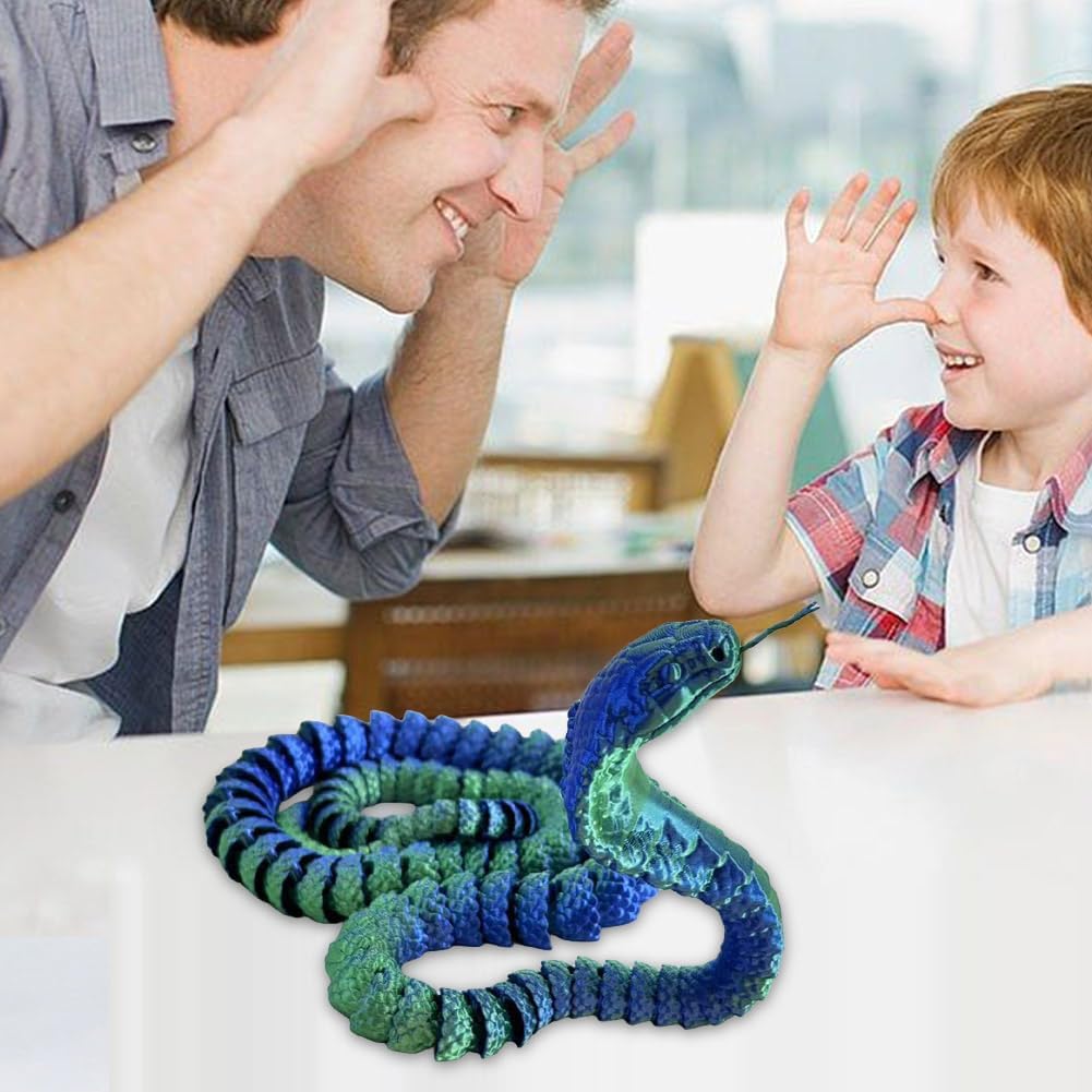 3D Printed Snake Cobra-3D Printed Animals Fidget Toy Creative 3D Printed Animals Articulated Snake Collectibles Home Office Executive Desk Decor