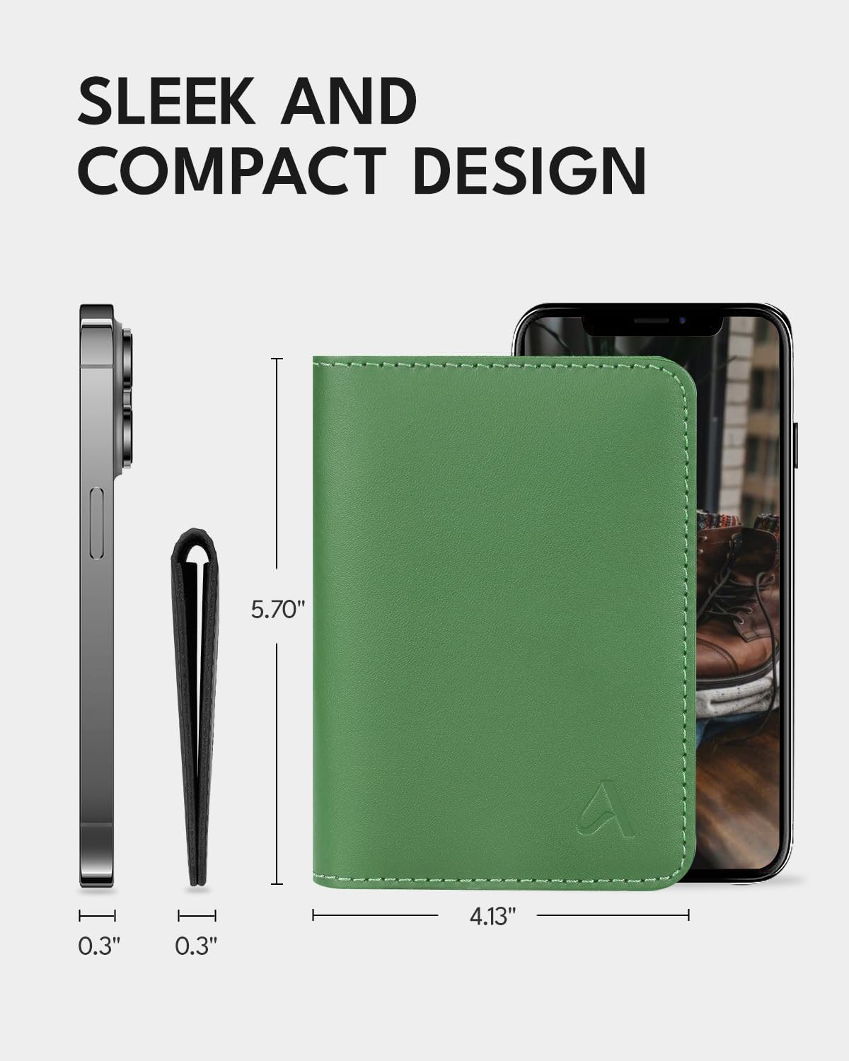 ALLIVE Passport Holder for Travel Women Men,Genuine Leather Passport Cover Wallet,Travel Must Haves Airport Essentials Travel Gifts Green