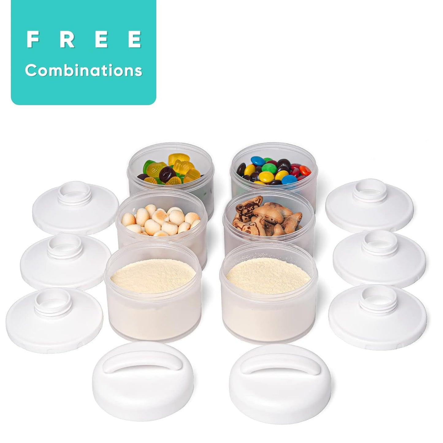 Termichy Stackable Formula Dispenser Portable Milk Powder Container, 2 Pack, White