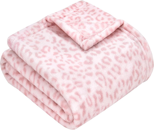Yurhap Leopard Print Baby Blanket Fleece Baby Blankets for Girls, Ultra Soft Cozy Fluffy Infant Toddler Newborn Receiving Blankets for Crib Stroller, 30"x40", Light Pink