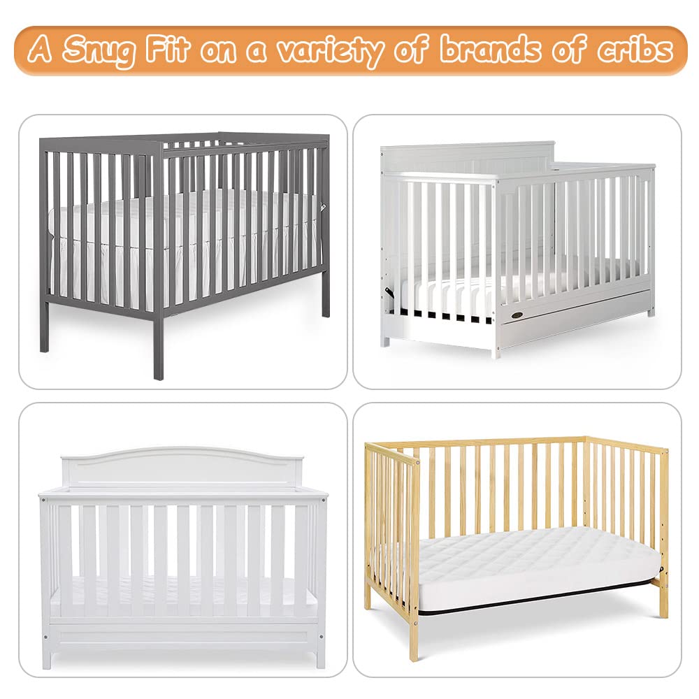 Yoofoss Waterproof Crib Mattress Protector, Quilted Crib Mattress Pad Cover Ultra Soft and Breathable, Machine Washable Toddler Mattress Protector for Standard Baby Crib Size 52''x28''