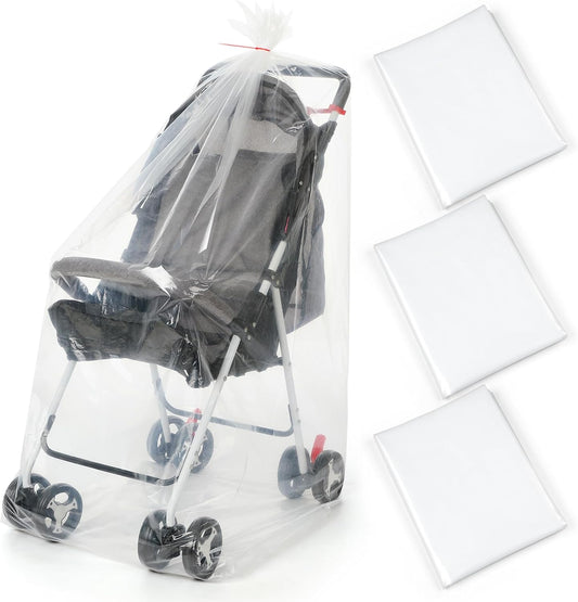 3 Pcs Stroller Storage Bag 39 x 59 Inch Extra Large Clear Plastic Stroller Bag with 3 Zip Ties Heavy Duty 4 Mil Stroller Cover for Storage Travel Moving Luggage Suitcase Furniture Car Seat