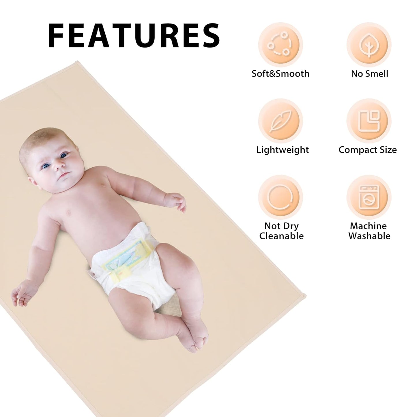 Vegan Leather Baby Changing Mat - Wipeable Portable Changing Pad, Foldable Travel Changing Mat for Baby, Newborns Toddlers Shower Gifts (Apricot,20"*28")