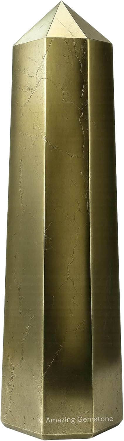 Amazing Gemstone Pyrite Crystal Towers - Natural Healing Crystal Point Obelisk for Reiki Healing and Crystal Grid (3 Inch)
