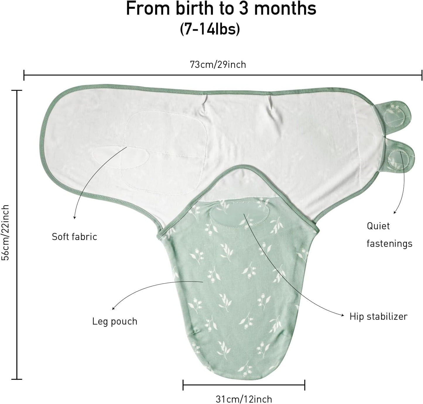 Baby Swaddle Sacks, 3-Pack Newborn Organic Cotton Swaddle Wrap, Adjustable Swaddling Blankets, Nursery Swaddling Essentials for Newborn 0-3 Months, Infant Shower Items Gift (Leaves & Trees)