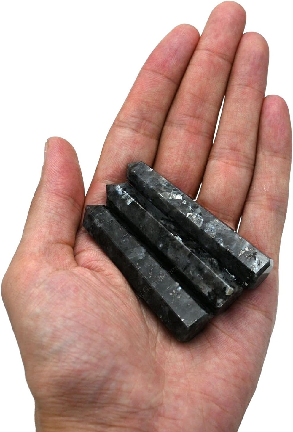 Amazing Gemstone Larvikite Crystal Towers ~ Natural Healing Crystal Point Obelisk for Reiki Healing and Crystal Grid (3- Inch)