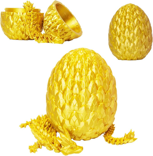3D Printed Dragon Egg, Beautiful Flexible Joints Executive Desk Toys, Gifts for Adults and Kids (Gold)