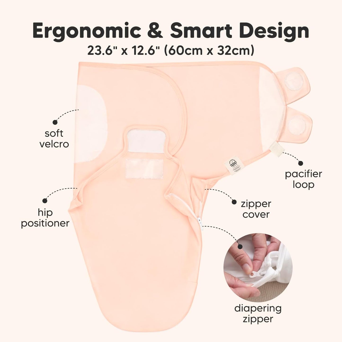 Baby Swaddle Sleep Sacks with Zipper - 3-Pack Swaddles for Newborns 3-6 Months, Infant, Baby Girls, Boys, Soft & Durable Newborn Sleep Sack, Easy Diaper Change Swaddling Blanket (Angelic, L)