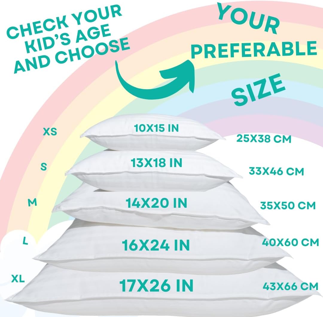 kinder Fluff Toddler Pillow (2-Pack) – The Only 300TC Soft Cotton Pillow with Down Alternative Fill – Hypoallergenic, Machine Washable & Perfect for Kids 2+ Years (13x18in, Pink)