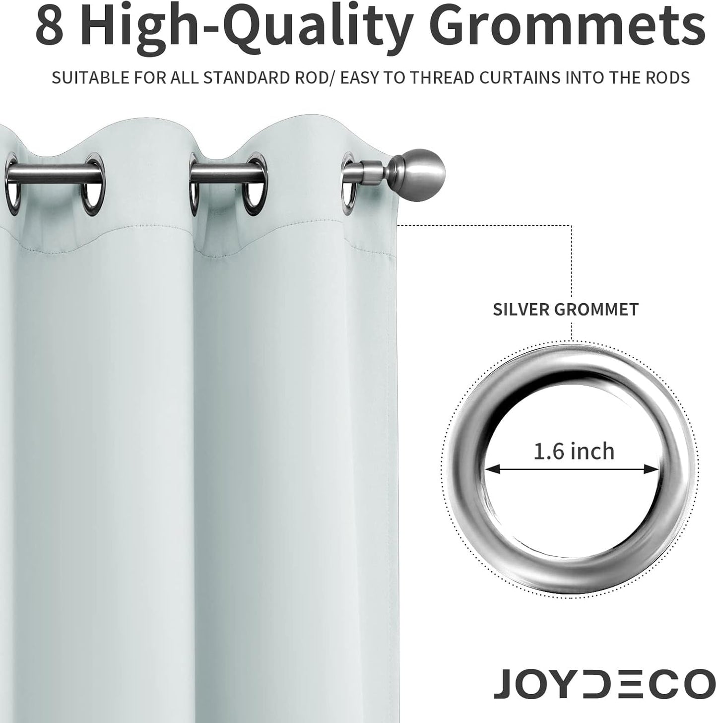 Joydeco White Curtains 95 Inches Long 1 Panel, Thermal Insulated Long Curtains& Drapes 1 Piece, Room Darkening Grommet Drapes for Living Room Bedroom Window (W70 x L95 Inch, Greyish White)