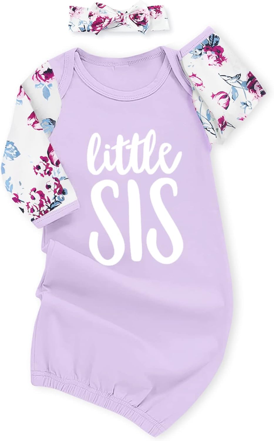 AMAWMW Newborn Baby Girl Little Sister Sleeper Gown Stripe Long Sleeve Nightgown Pajamas Gifts Stuff Essential Outfit