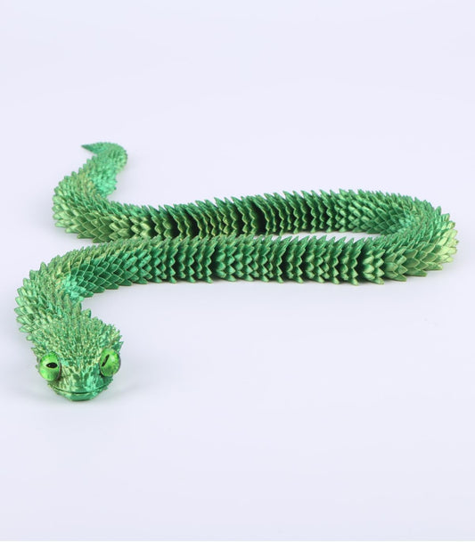 3D Printed Animals-Snake Viper, 24 in Surprise Mystery Snake Fidget Toy Creative Toy 3D Printed Articulated Snake Collectibles Home Office Executive Desk Decor (Yellow Green)