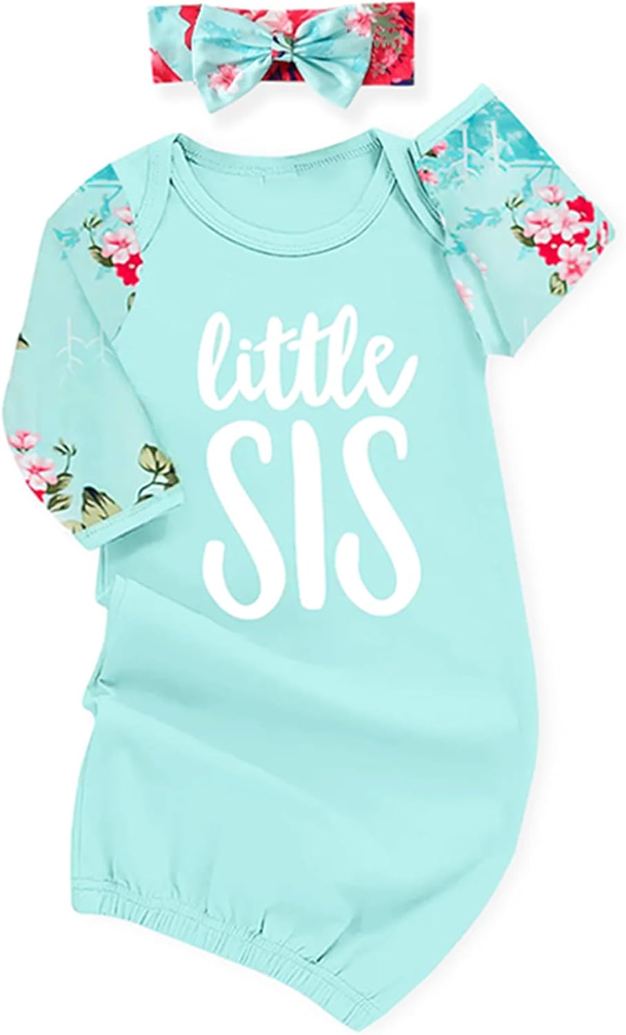 AMAWMW Newborn Baby Girl Little Sister Sleeper Gown Stripe Long Sleeve Nightgown Pajamas Gifts Stuff Essential Outfit