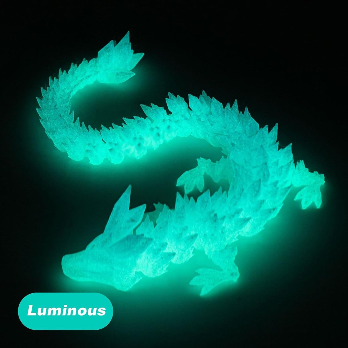 3D Printed Dragon in Egg, Full Articulated Dragon Crystal Dragon with Dragon Egg, Home Office Decor Executive Desk Toys, Adults Fidget Toys for Autism/ADHD (Luminous, 12")