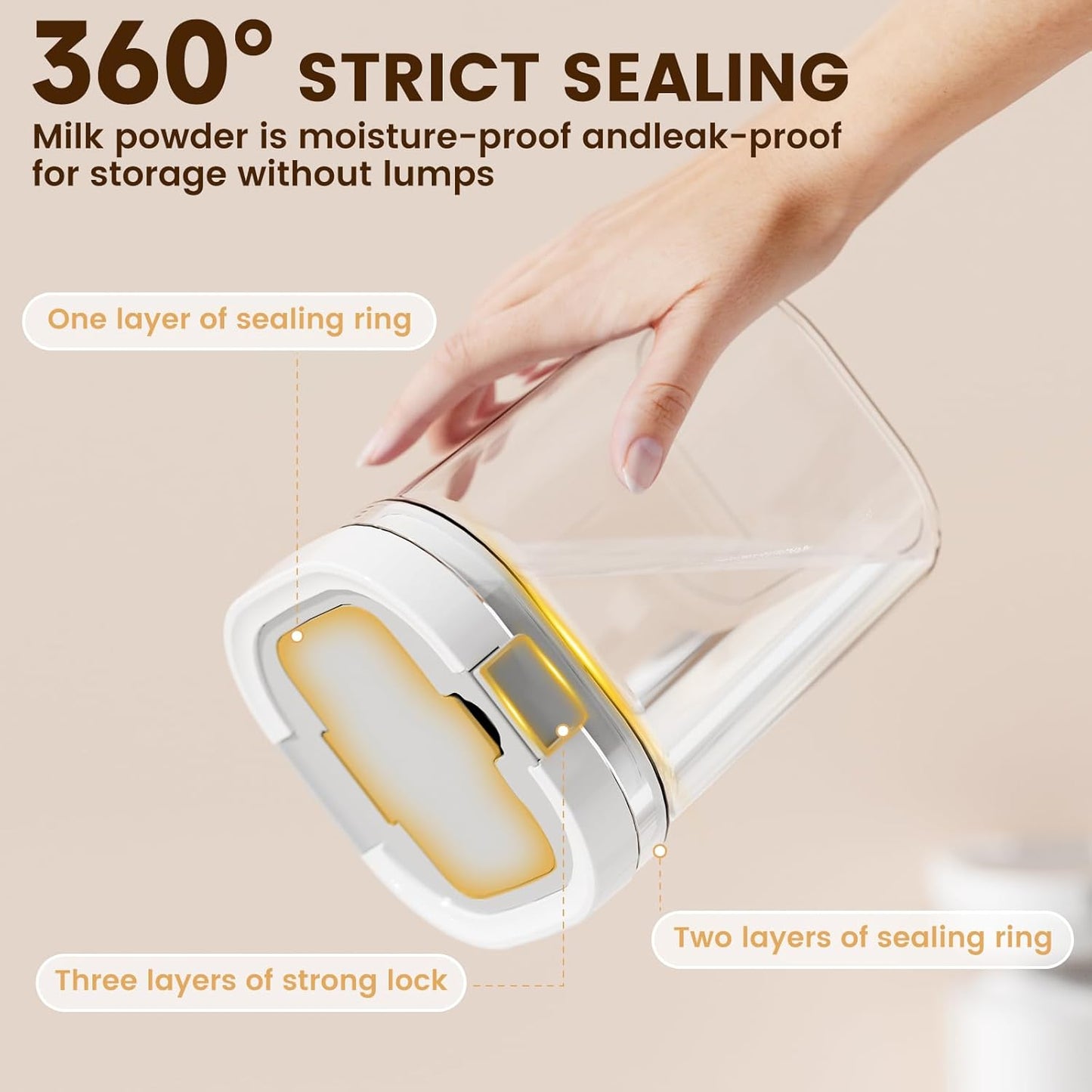 Formula Container to go-1300ml Travel Dispenser BPA Free Airtight Container with Spoon and Layered Storage