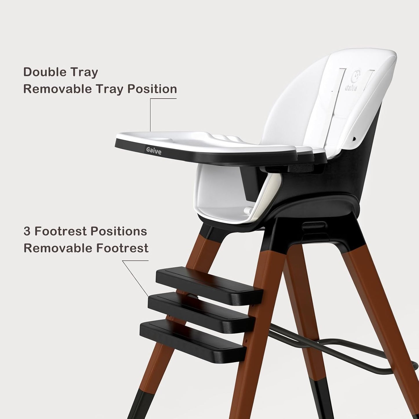 8 in 1 Highchair, Convertible Wooden Baby High Chair with Tray, Adjustable High Chair for Babies and Toddlers, Easy to Clean, Grow with Family|Booster|Learning Table|High Stool