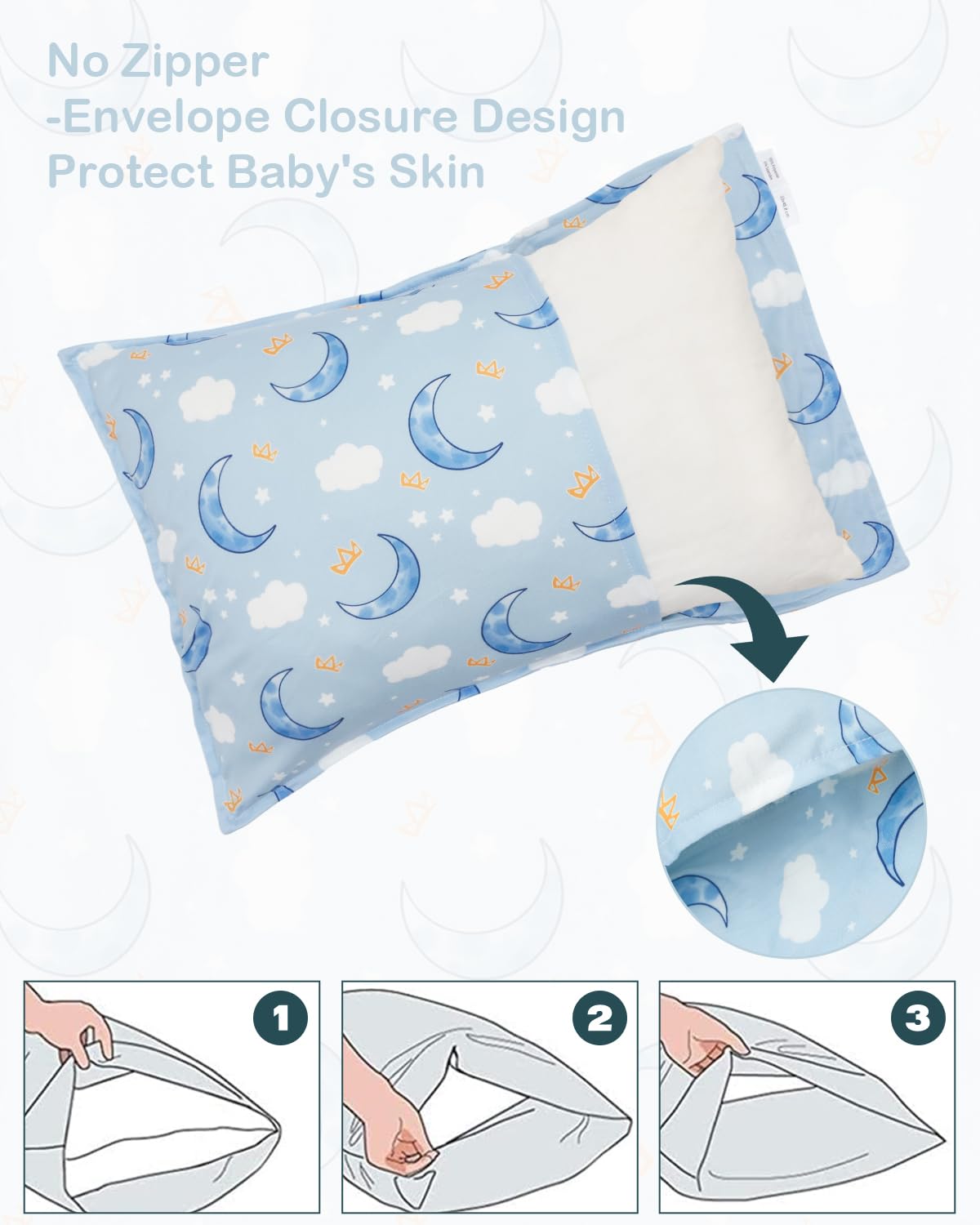 ALVABABY Toddler Pillowcases Stretchy Soft Kids Pillow Cover 2 Pack Fit 13"x 18" or 12"x16" Envelope for Girl Boy Sleepy Travel 2TPE24A