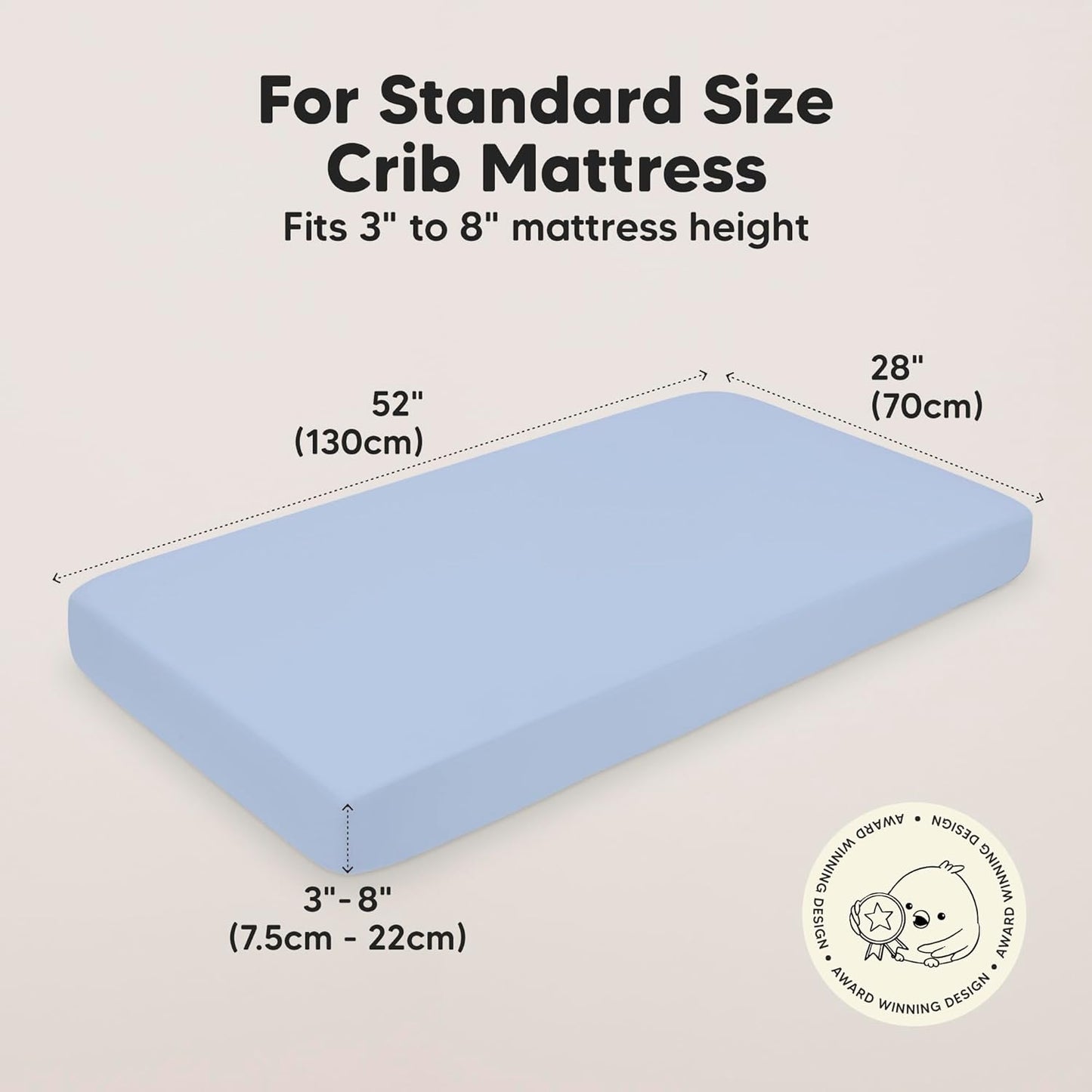 KeaBabies 2-Pack Baby Crib Sheets for Boys, Girls - 52x28 Viscose Derived from Bamboo Toddler Bed Sheets Neutral, Fitted Crib Mattress Cover for Standard Baby Bedding, Soft & Cozy (Blue Flax)