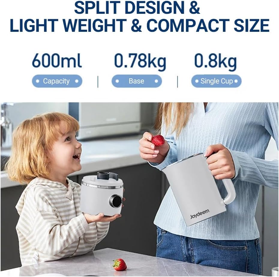 Joydeem JD-PB8200 Compact Blender with 10 Menus, Quiet Cooking Blender for Soymilk, Paste & Juice, 304 Stainless Steel, 12H Preset, 600ml