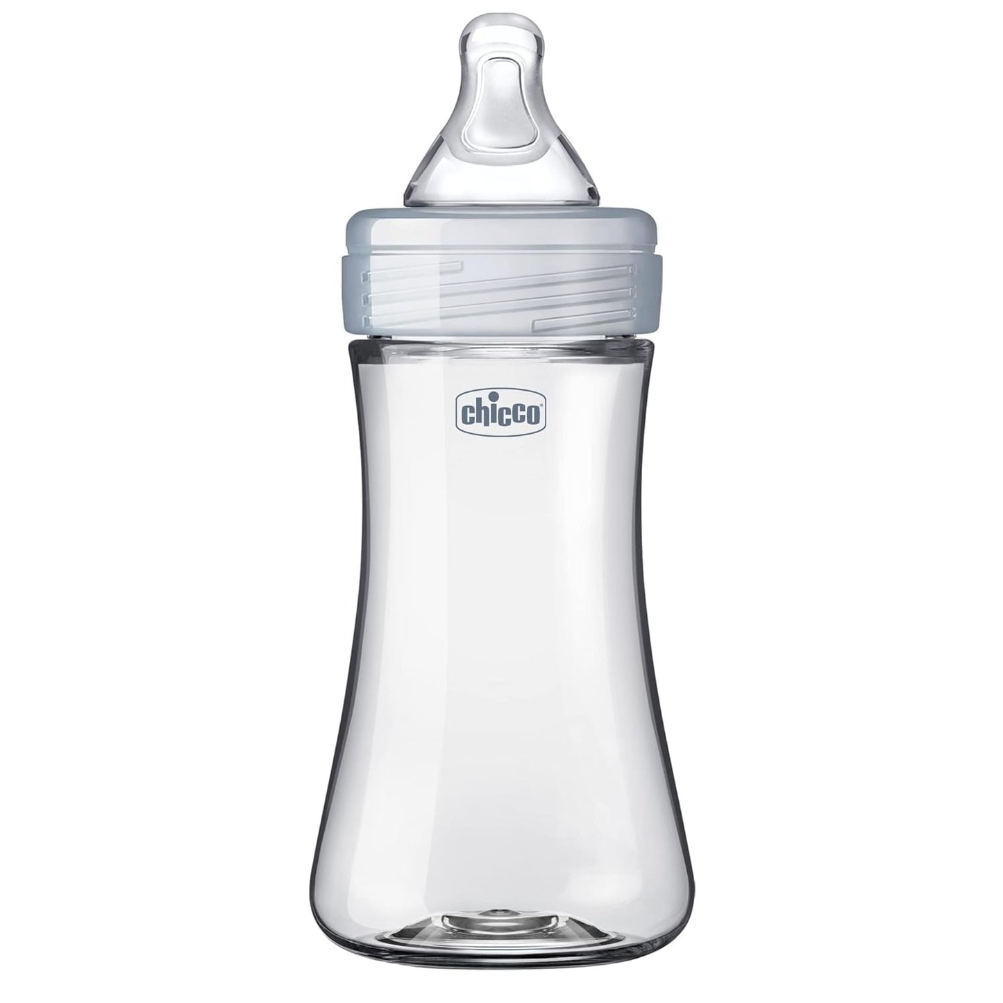 Chicco Duo 9oz. Hybrid Baby Bottle with Invinci-Glass Inside and Plastic Outside | Dishwasher, Bottle Warmer, and Electric Sterilizer Safe | Intui-Latch Nipple | Clear/Grey