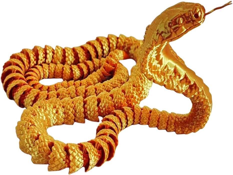 3D Printed Snake Cobra-3D Printed Animals Fidget Toy Creative 3D Printed Animals Articulated Snake Collectibles Home Office Executive Desk Decor