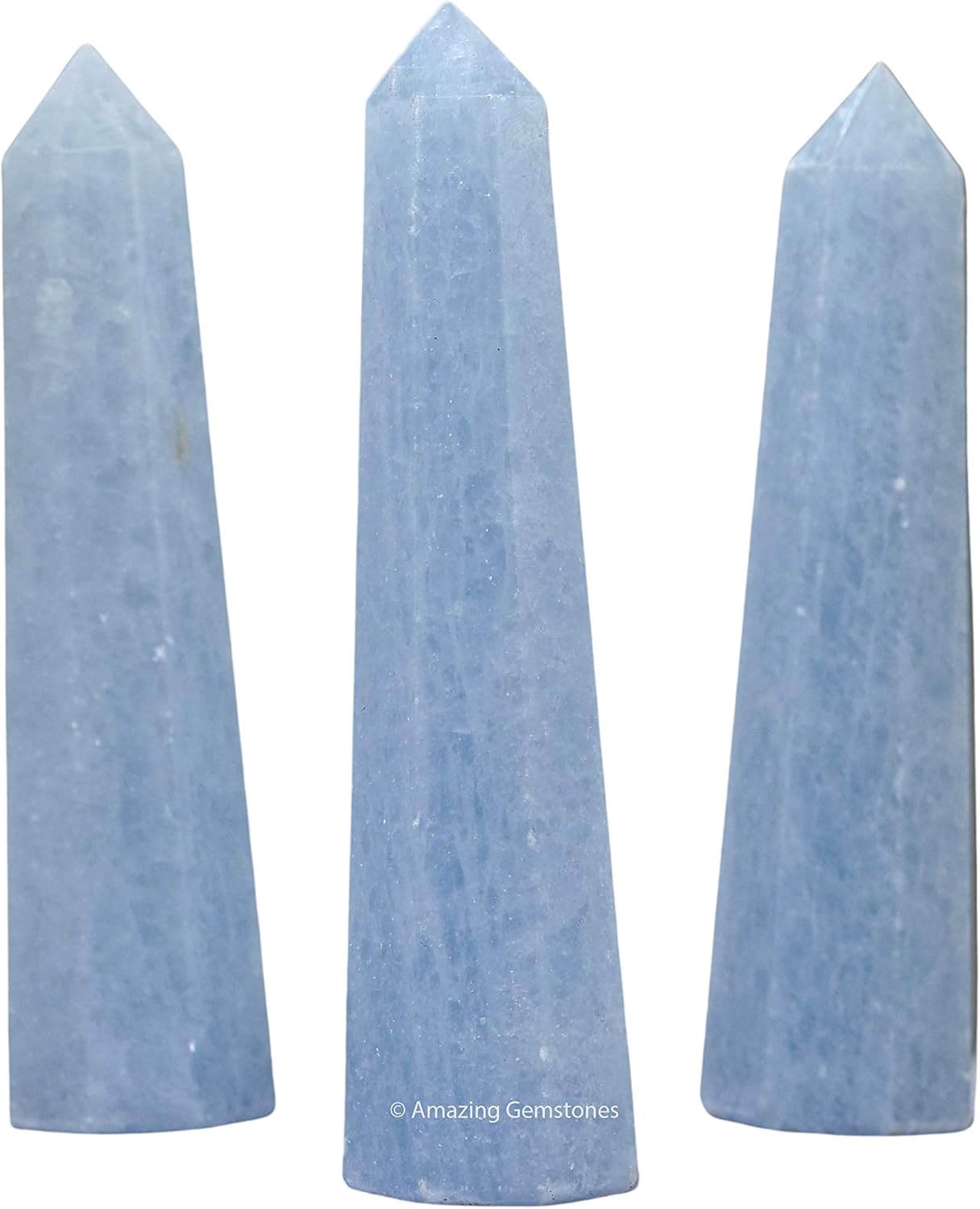 Amazing Gemstone Blue Calcite Celestite Crystal Towers ~ Natural Healing Crystal Point Obelisk for Reiki Healing and Crystal Grid (2" to 3" Inch)